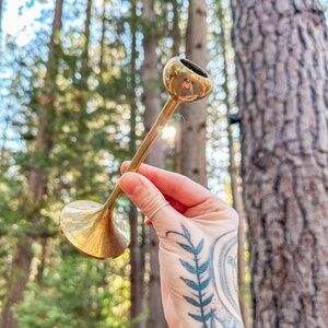 ❌SOLD❌Vintage set of 5 Mid Century Scandinavian Tulip brass tiered candlestick